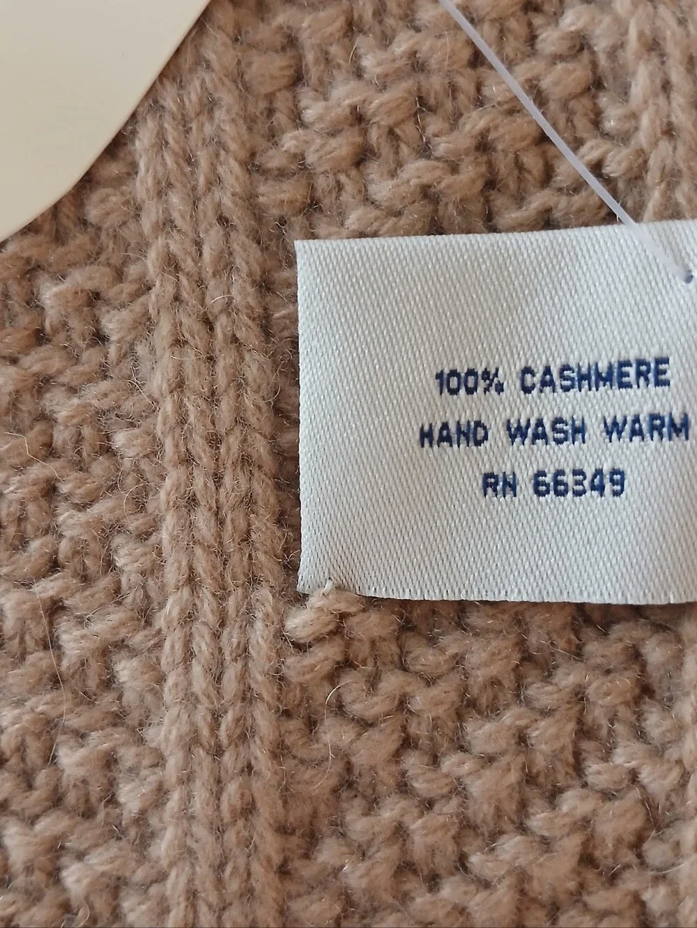 NEW Lord & Taylor 100% Cashmere Cable Knit Scarf Camel Tan Quiet Luxury Neutral